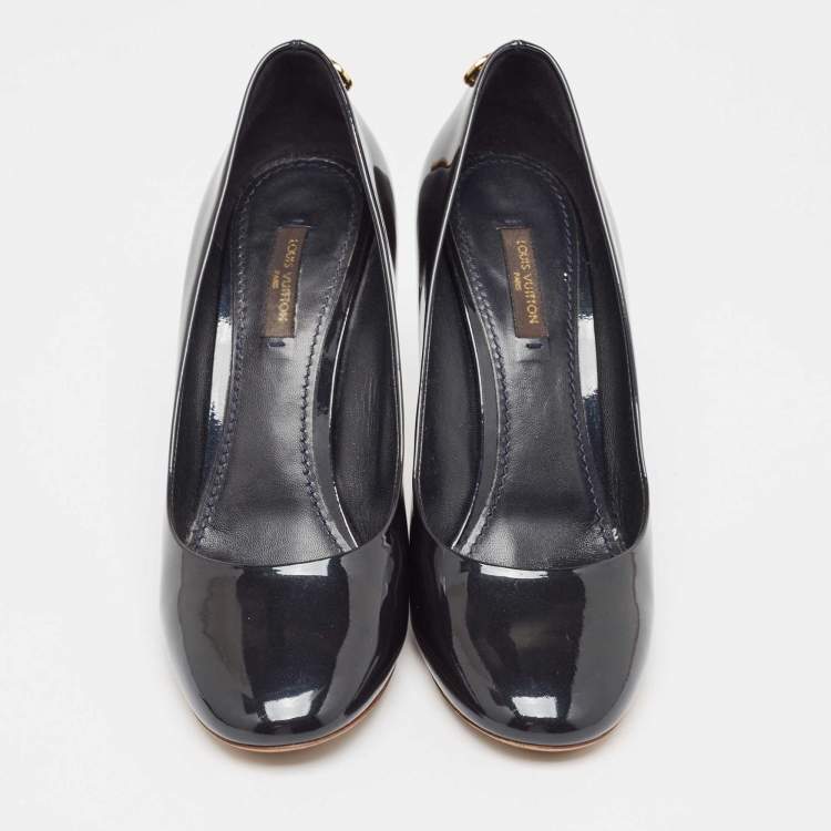 Pre Owned Louis Vuitton Navy Blue Patent Leather Oh Really! Pumps Size 38.5