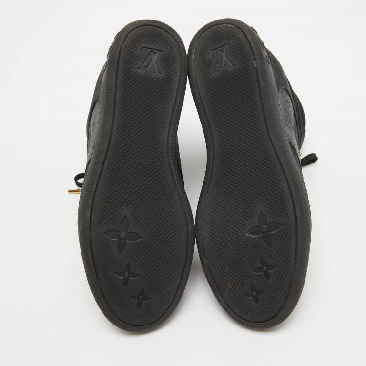 Pre Owned Louis Vuitton Black Nubuck Leather and Monogram Suede Millenium Wedge High Top Sneakers Size 40
