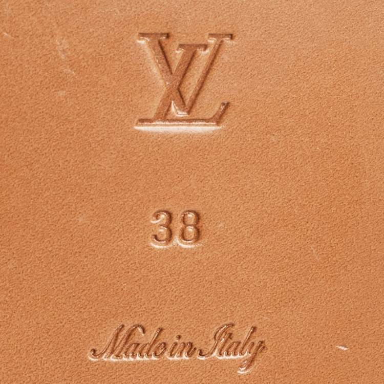Pre Owned Louis Vuitton Brown Monogram Canvas Laser Cut Thong Flats Size 38