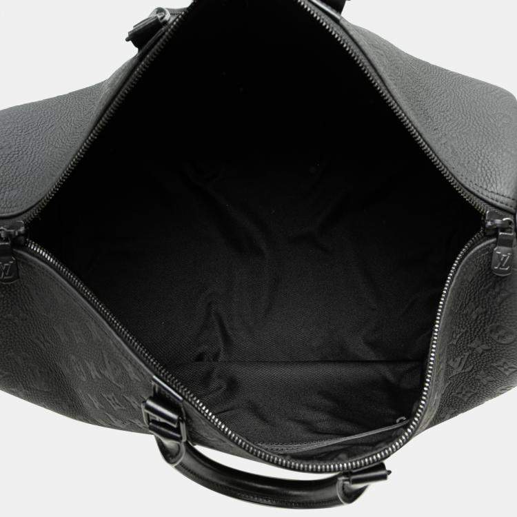 Pre Owned Louis Vuitton Black Monogram Taurillon Keepall Bandouliere 50