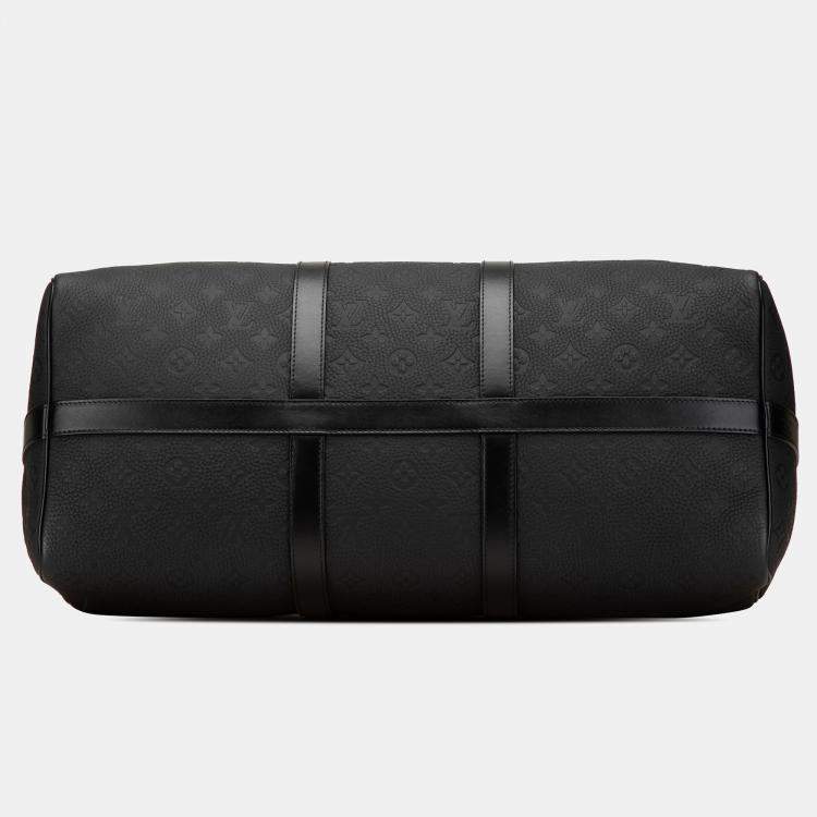 Pre Owned Louis Vuitton Black Monogram Taurillon Keepall Bandouliere 50