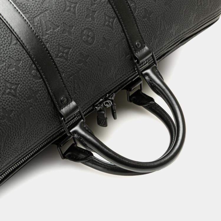 Pre Owned Louis Vuitton Black Monogram Taurillon Keepall Bandouliere 50