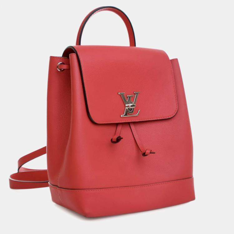 Pre Owned Louis Vuitton Red Calfskin Lockme Backpack