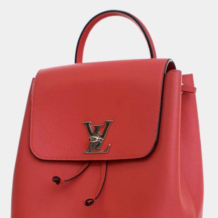 Pre Owned Louis Vuitton Red Calfskin Lockme Backpack