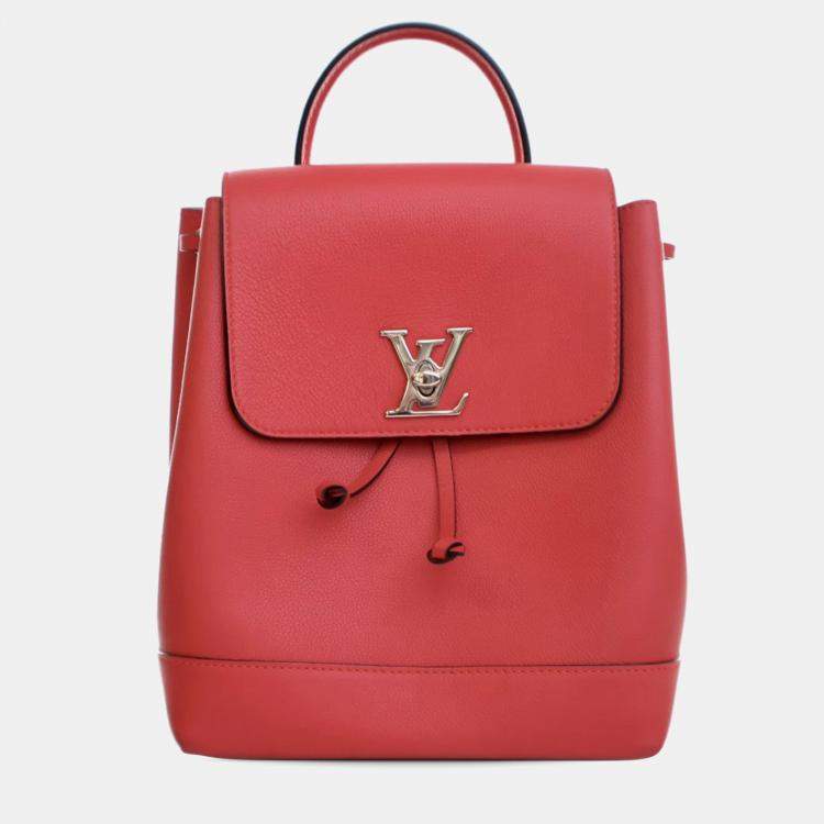 Pre Owned Louis Vuitton Red Calfskin Lockme Backpack