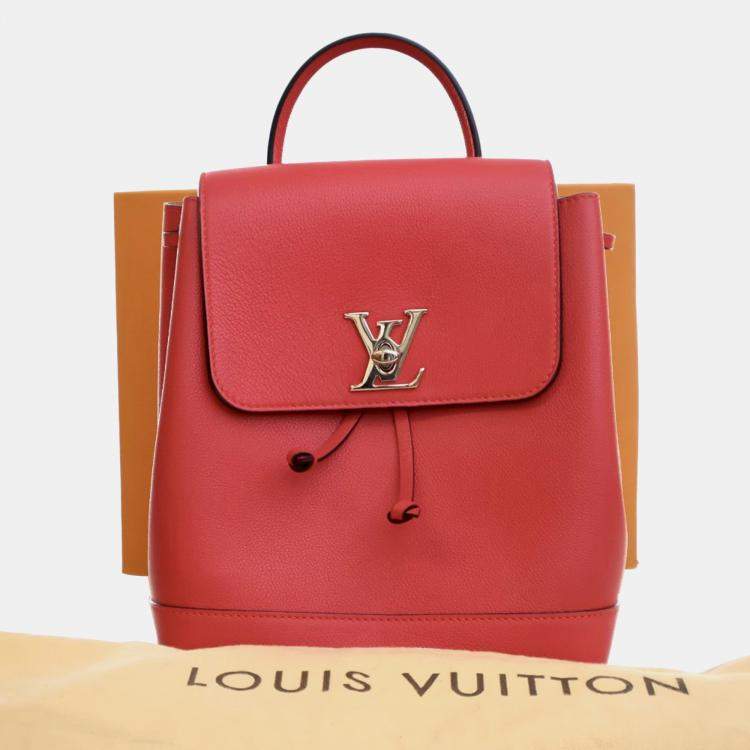 Pre Owned Louis Vuitton Red Calfskin Lockme Backpack