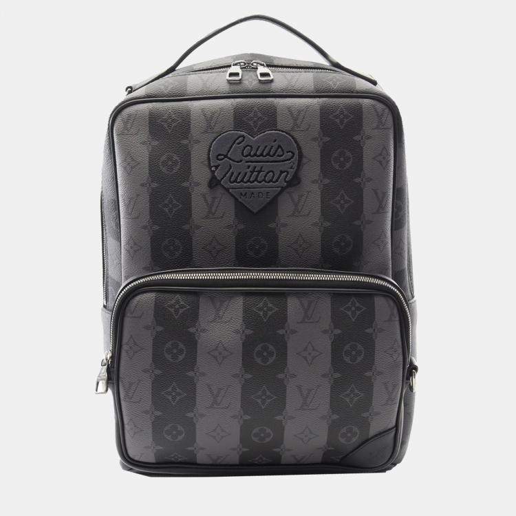 Pre Owned Louis Vuitton Grey Nigo Monogram Eclipse Stripes Heart Modular Utilitary Backpack