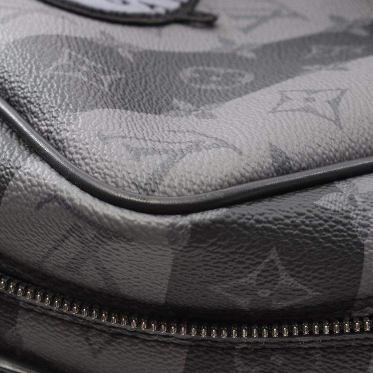 Pre Owned Louis Vuitton Grey Nigo Monogram Eclipse Stripes Heart Modular Utilitary Backpack