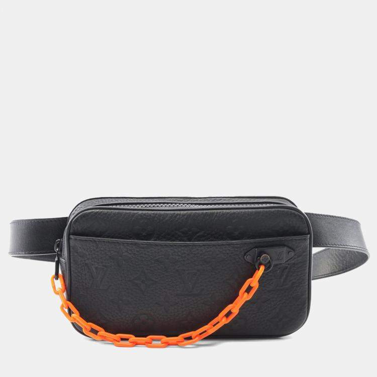 Pre Owned Louis Vuitton Black Monogram Taurillon Uniformes Solar Ray Soft Pochette Volga Belt Bag