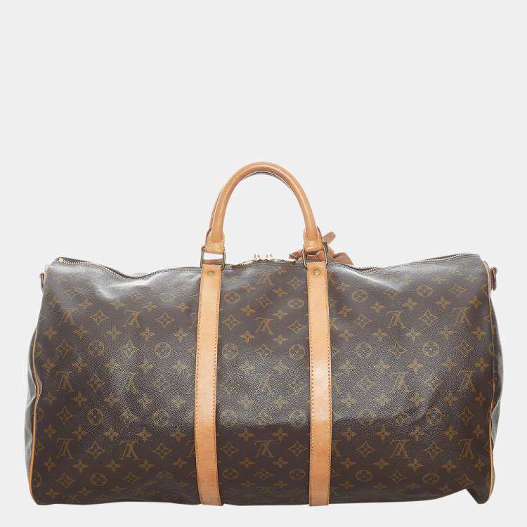 Pre Owned Louis Vuitton Brown Monogram Keepall Bandouliere 55