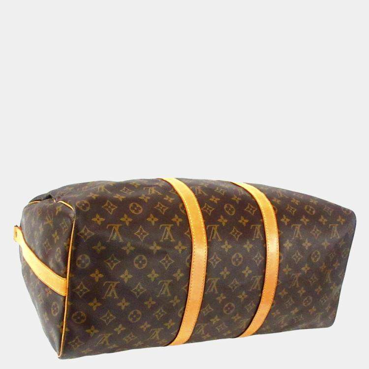 Pre Owned Louis Vuitton Brown Monogram Keepall Bandouliere 50