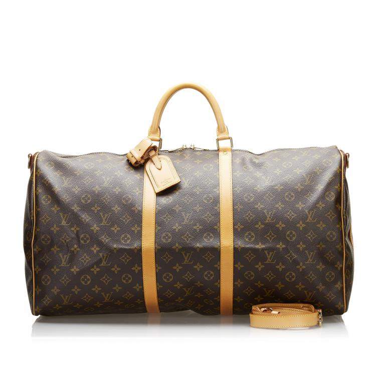Pre Owned Louis Vuitton Brown Monogram Keepall Bandouliere 60