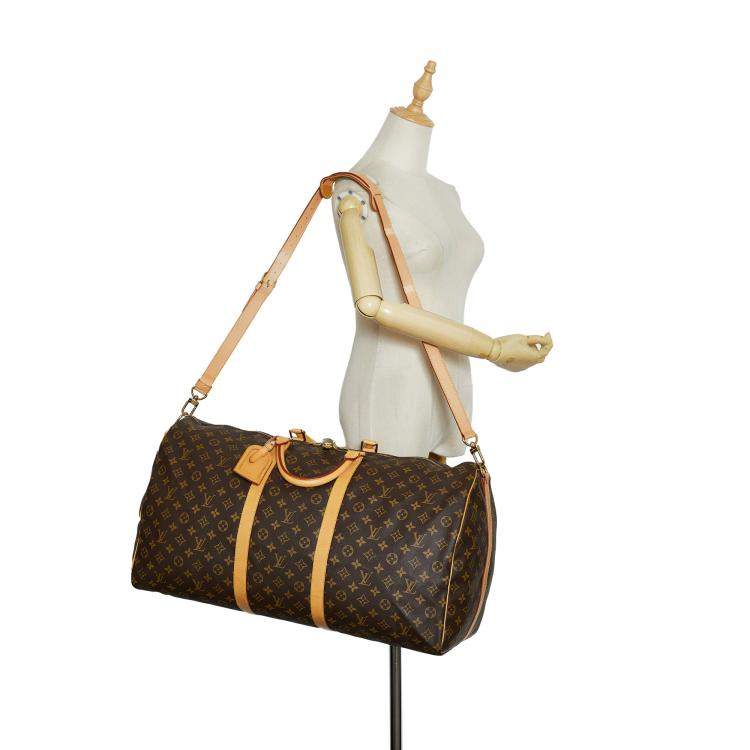 Pre Owned Louis Vuitton Brown Monogram Keepall Bandouliere 60