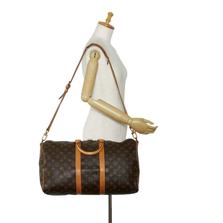 Pre Owned Louis Vuitton Brown Monogram Keepall Bandouliere 45