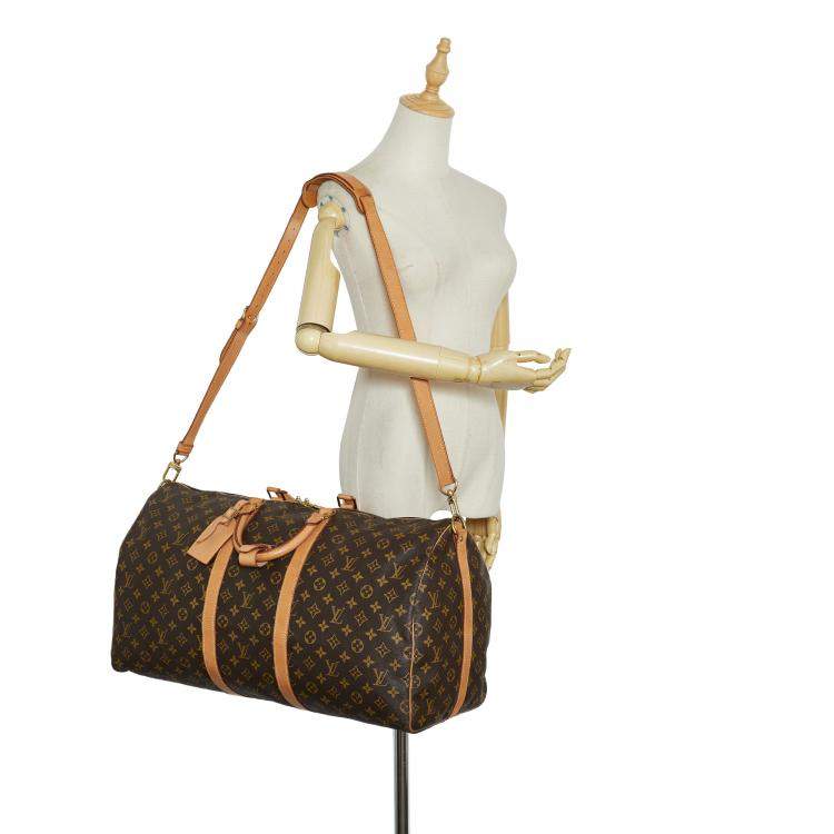 Pre Owned Louis Vuitton Brown Monogram Keepall Bandouliere 55