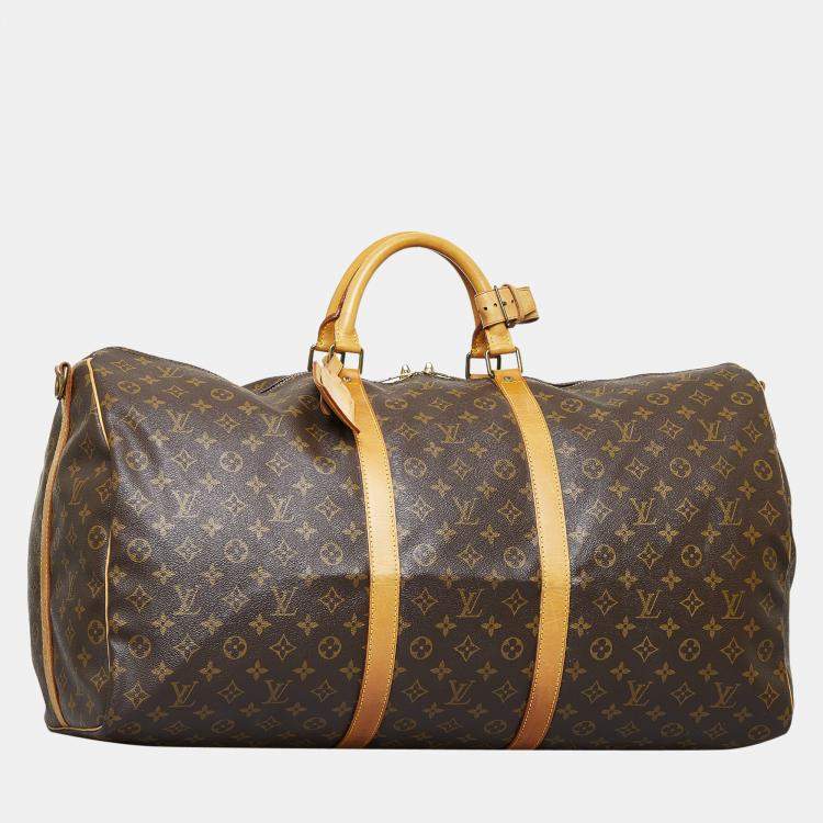 Pre Owned Louis Vuitton Brown Monogram Keepall Bandouliere 60