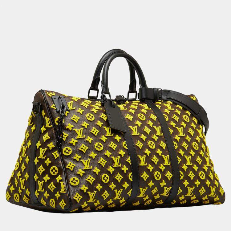 Louis Vuitton Yellow Monogram Tuffetage Triangle Keepall Bandouliere 50  Louis Vuitton