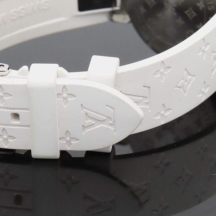 Pre Owned Louis Vuitton Tambour Q12M0 Quartz White Stainless Steel Women's Wristwatch 28 mm