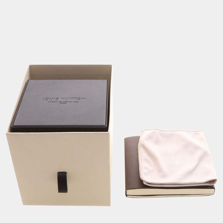 Pre Owned Louis Vuitton Tambour Q1319 Quartz Brown Diamonds Stainless Steel Women's Wristwatch 28mm