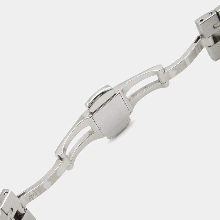 Pre Owned Louis Vuitton Tambour Q12MG Quartz Silver Stainless Steel Women's Wristwatch 28 mm