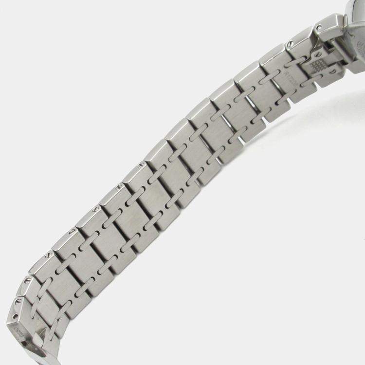 Pre Owned Louis Vuitton Tambour Q12MG Quartz Silver Stainless Steel Women's Wristwatch 28 mm