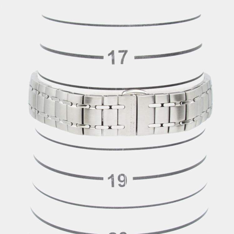 Pre Owned Louis Vuitton Tambour Q12MG Quartz Silver Stainless Steel Women's Wristwatch 28 mm