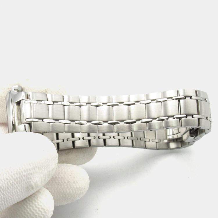 Pre Owned Louis Vuitton Tambour Q12MG Quartz Silver Stainless Steel Women's Wristwatch 28 mm