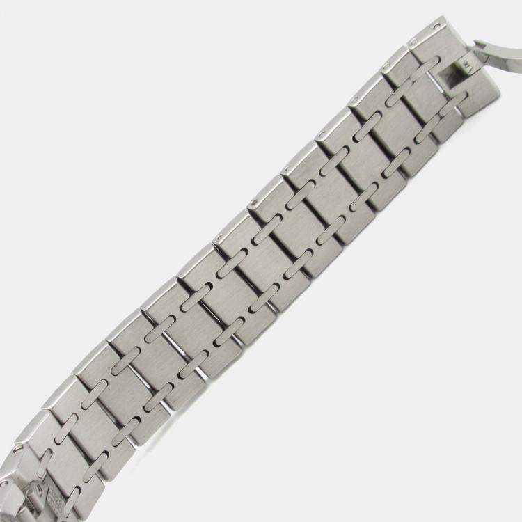 Pre Owned Louis Vuitton Tambour Q12MG Quartz Silver Stainless Steel Women's Wristwatch 28 mm