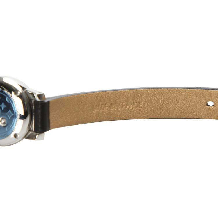 Pre Owned Louis Vuitton Silver Diamonds Stainless Stee Tambour Bijou Q151K Women's Wristwatch 18 MM