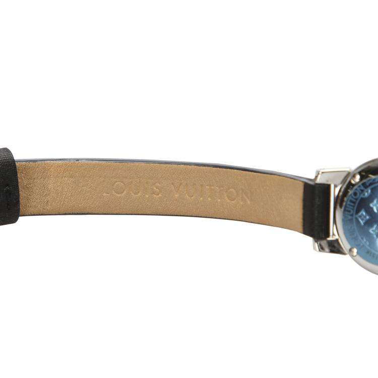 Pre Owned Louis Vuitton Silver Diamonds Stainless Stee Tambour Bijou Q151K Women's Wristwatch 18 MM