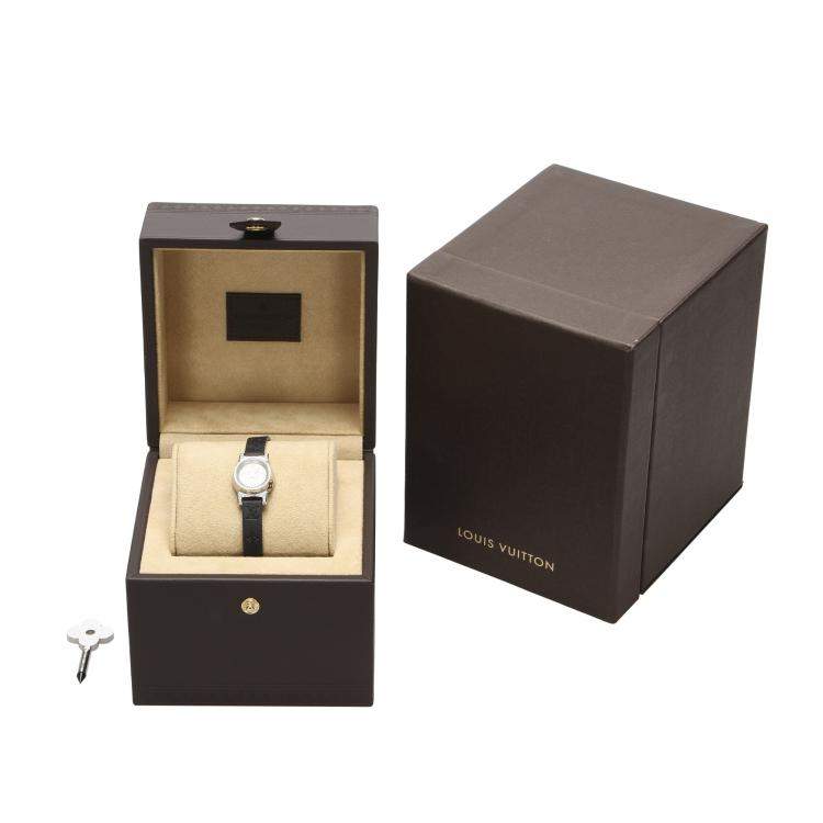 Pre Owned Louis Vuitton Silver Diamonds Stainless Stee Tambour Bijou Q151K Women's Wristwatch 18 MM