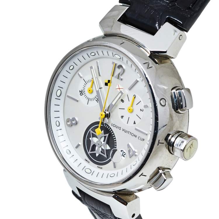 Louis Vuitton White Stainless Steel Tambour Chrono Lovely Cup Q132C Women's  Wristwatch 34 MM Louis Vuitton
