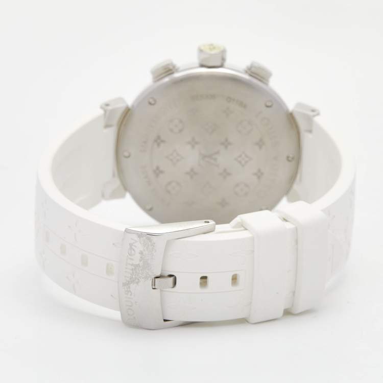 Pre Owned Louis Vuitton Mother of Pearl Stainless Steel Rubber Tambour Lovely Cup Q11BA Women's Wristwatch 39 mm
