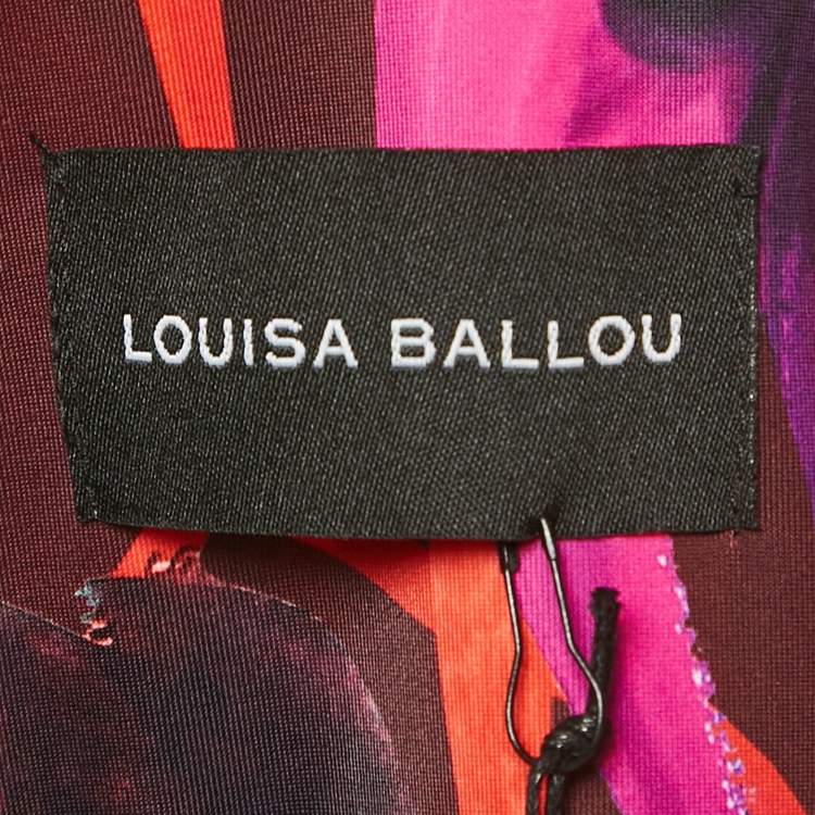 Pre Owned Louisa Ballou Red/Purple Printed Jersey Button Down Dress S