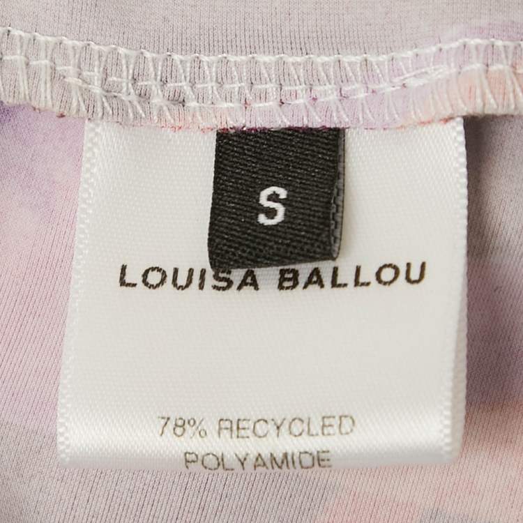 Pre Owned Louisa Ballou Red/Purple Printed Jersey Button Down Dress S