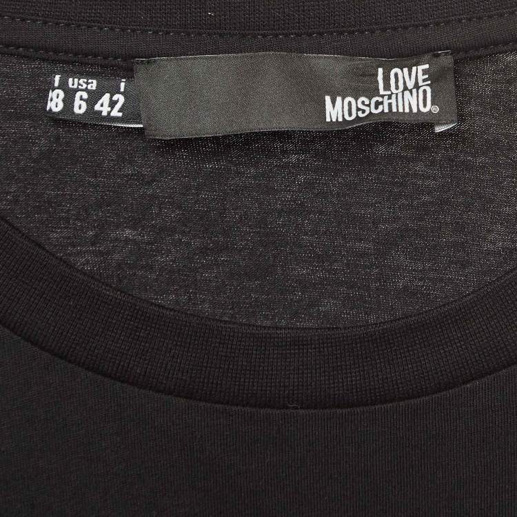Pre Owned Love Moschino Black Logo Cotton T-Shirt M