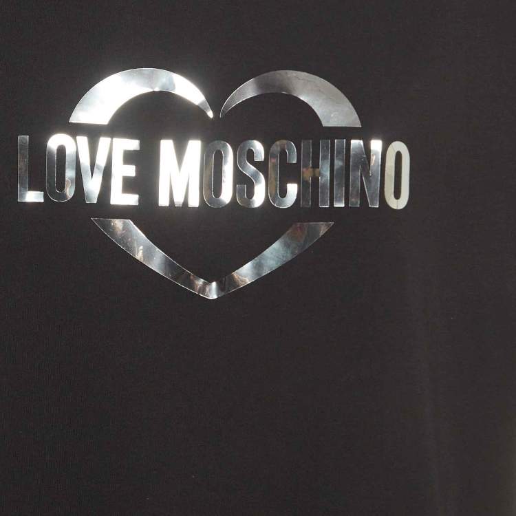 Pre Owned Love Moschino Black Logo Cotton T-Shirt M