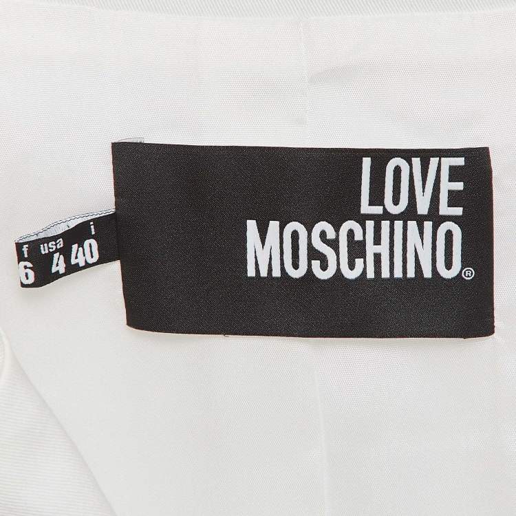 Pre Owned Love Moschino White Multicolor Stud Embellished Gabardine Blazer S