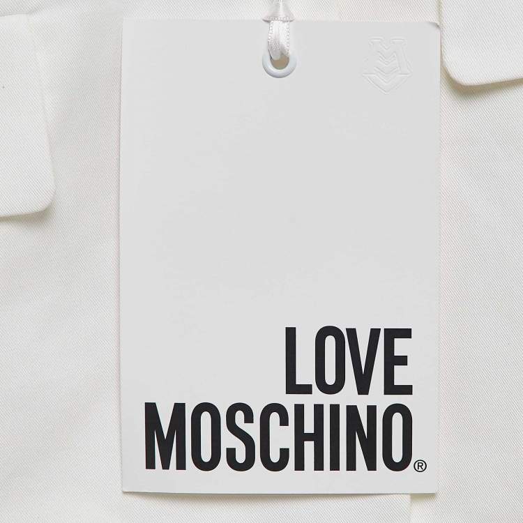 Pre Owned Love Moschino White Multicolor Stud Embellished Gabardine Blazer S