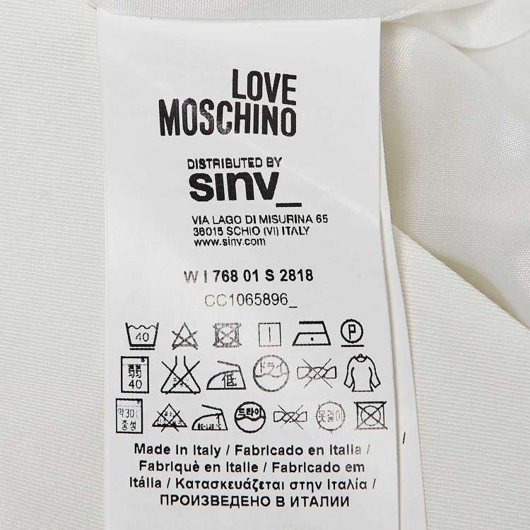 Pre Owned Love Moschino White Multicolor Stud Embellished Gabardine Blazer S