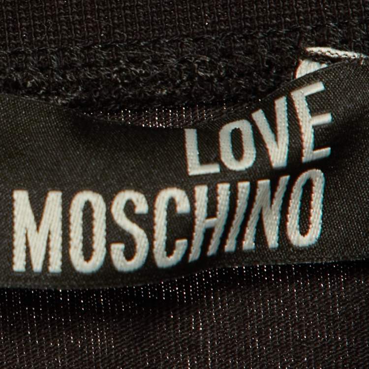 Pre Owned Love Moschino Brown Heart and Rose Print Jersey T-Shirt Dress L