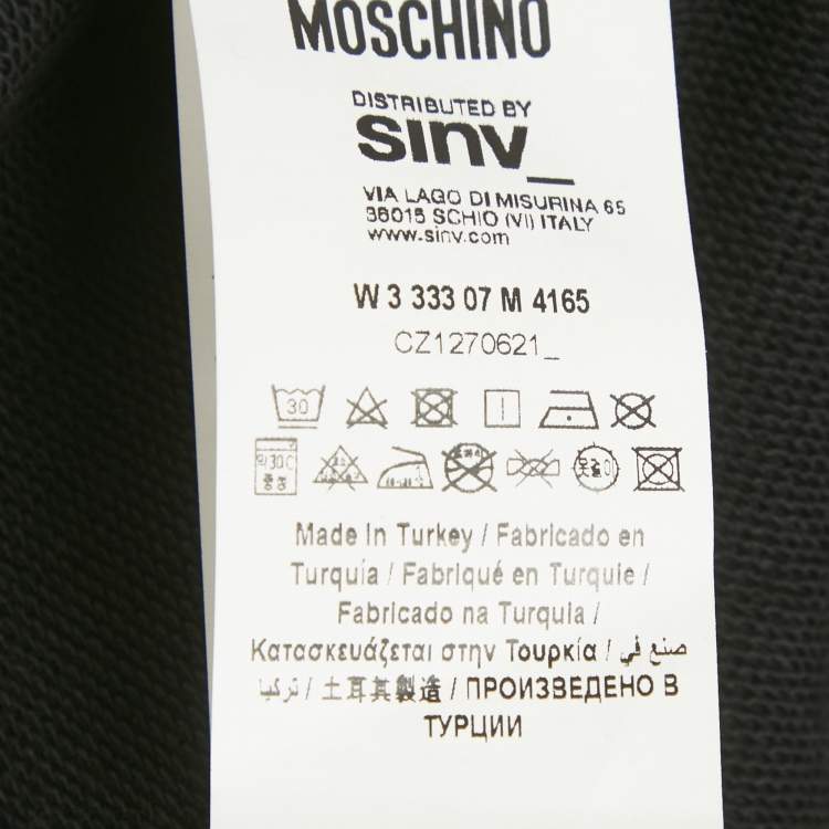Pre Owned Love Moschino Black Logo Print Cotton Knit Zip-Up Sweatshirt M
