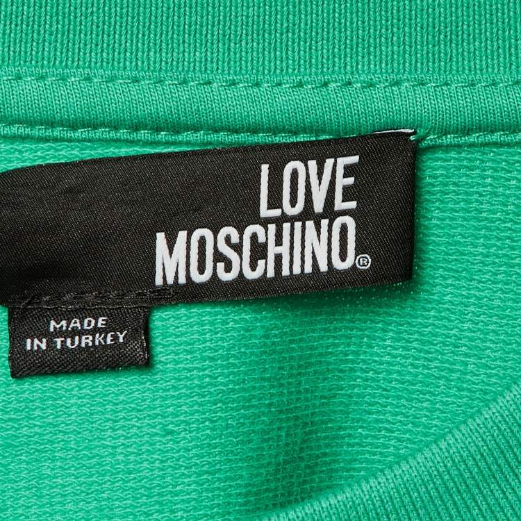 Pre Owned Love Moschino Green Logo Print Oversized Sweatshirt M 