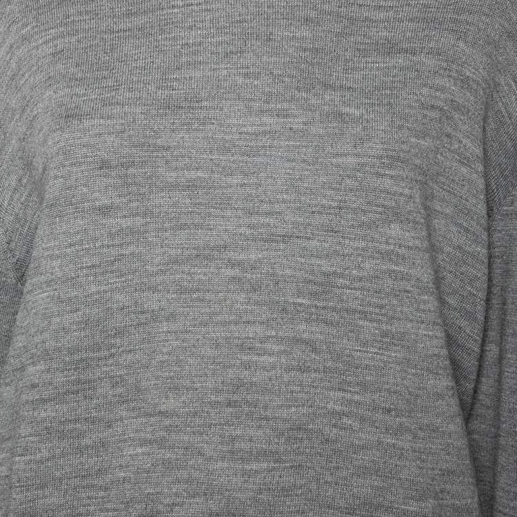 Pre Owned Love Moschino Grey Wool Logo Stripe Detail Sweater L