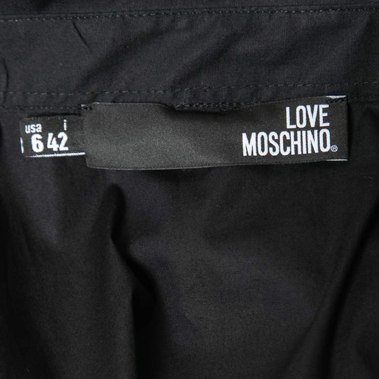 Pre Owned Love Moschino Black Cotton Logo Embellished Sleeveless Top M  