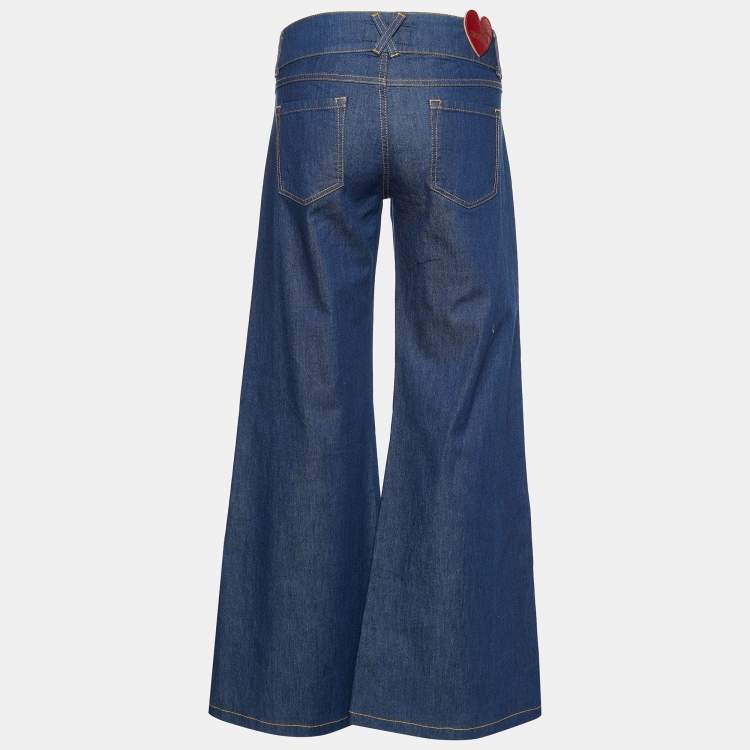Pre Owned Love Moschino Blue Denim Wide Leg Jeans M