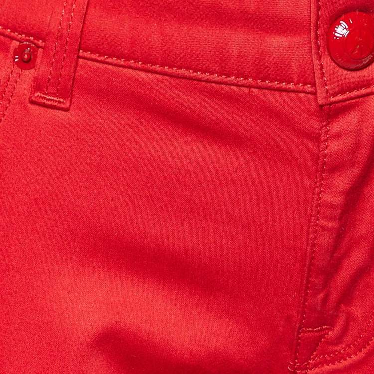 Pre Owned Love Moschino Red Cotton Embellished Tapered Pants M