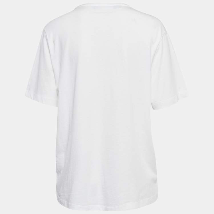 Pre Owned Love Moschino  White Metallic Print Jersey T-Shirt S