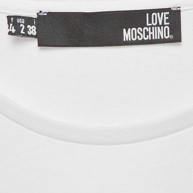 Pre Owned Love Moschino  White Metallic Print Jersey T-Shirt S