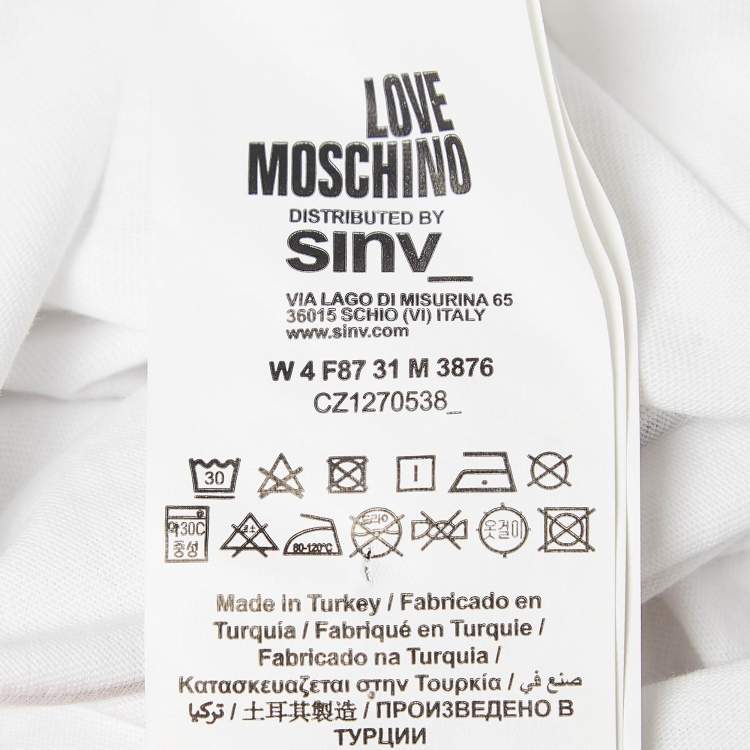 Pre Owned Love Moschino  White Metallic Print Jersey T-Shirt S